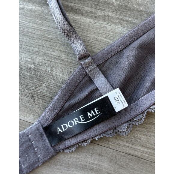 Adore Me Gray Lace Padded Push Up Bra Size 32D NWT - Picture 4 of 7